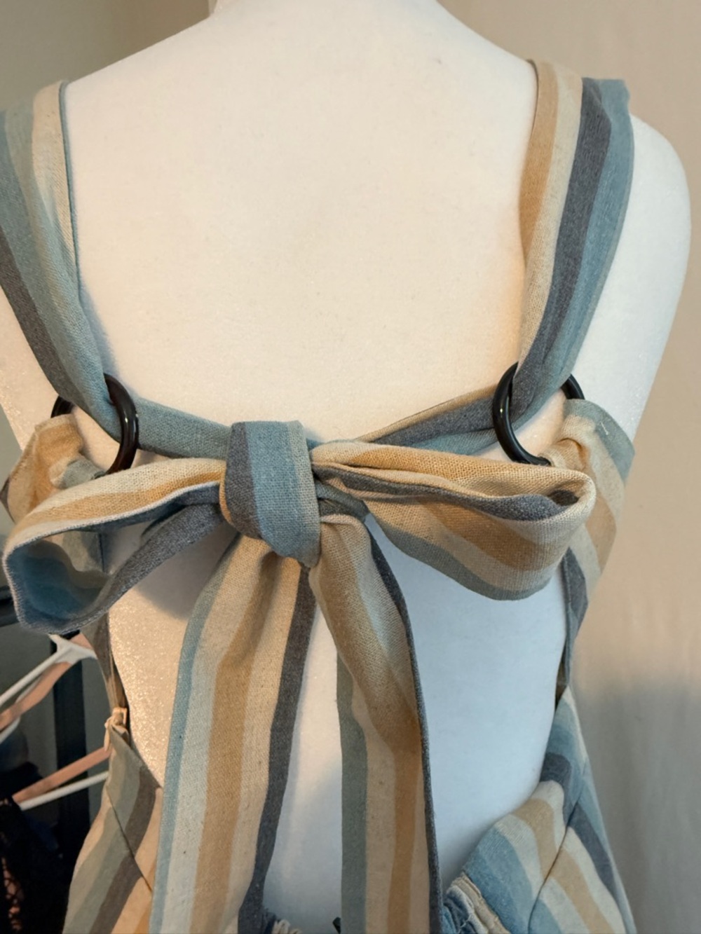 Knot Sisters Striped Linen Blend Wide Leg Jumpsuit Tie Back Boho NWT Small - Picture 6 of 12